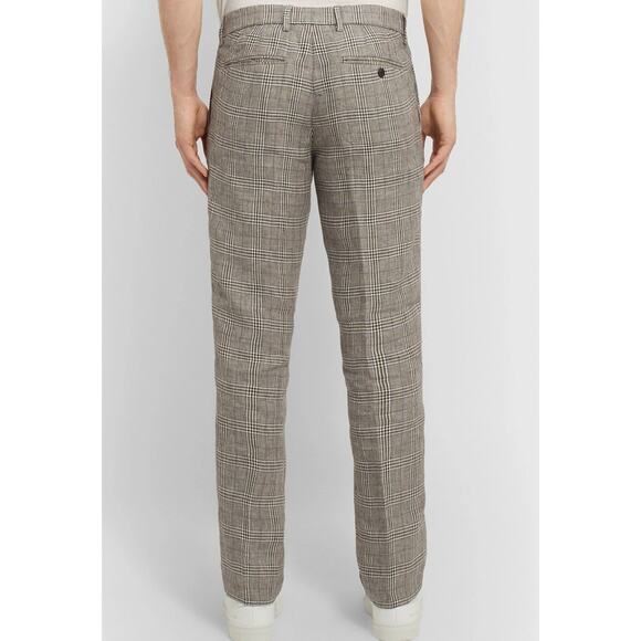 Todd Snyder Grey Slim-Fit Glen Plaid Linen Trousers Size Large - Picture 8 of 9